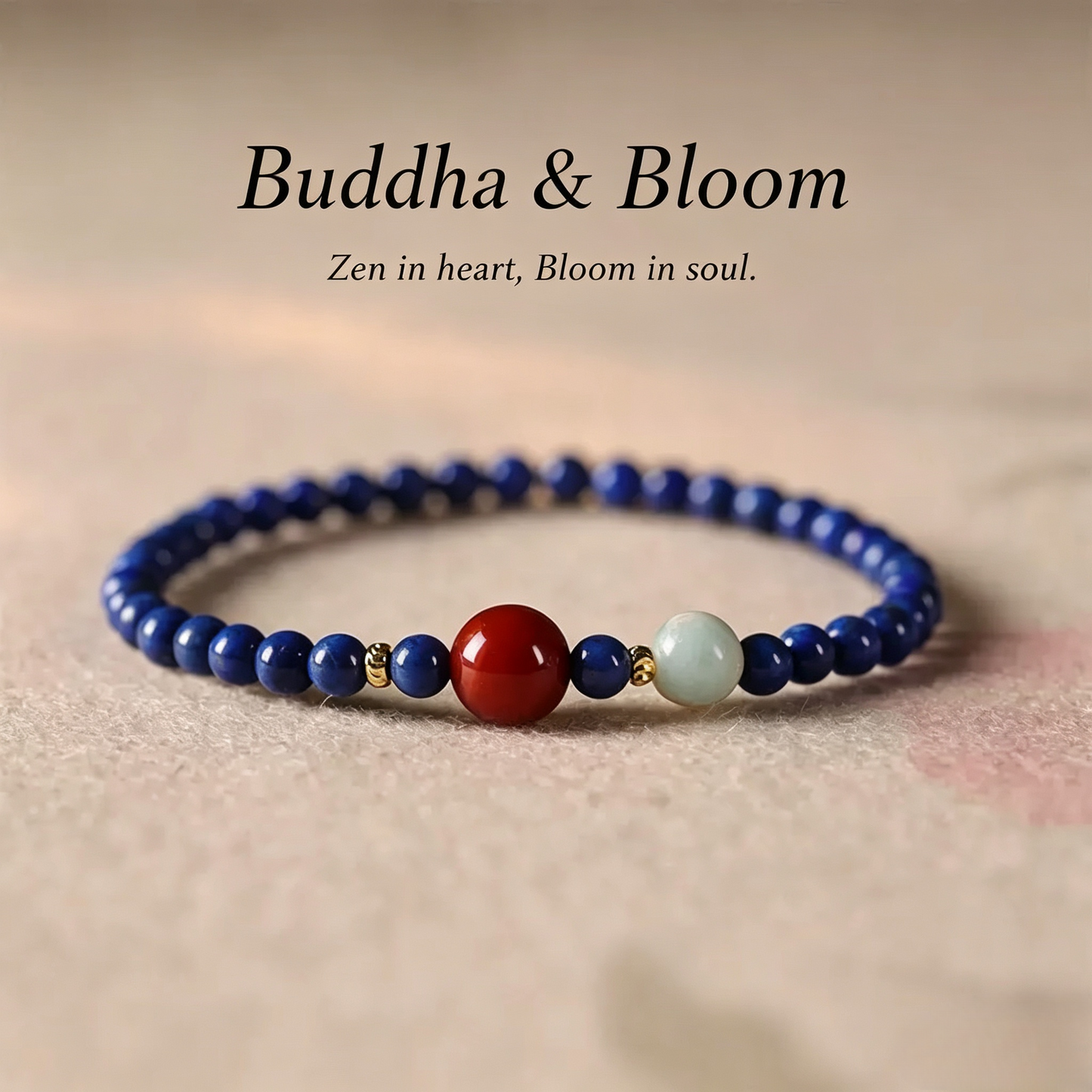 New Chinese Style Natural Lapis Lazuli & Shoushan Stone Fortune Rotation Bracelet for Luck and Longevity