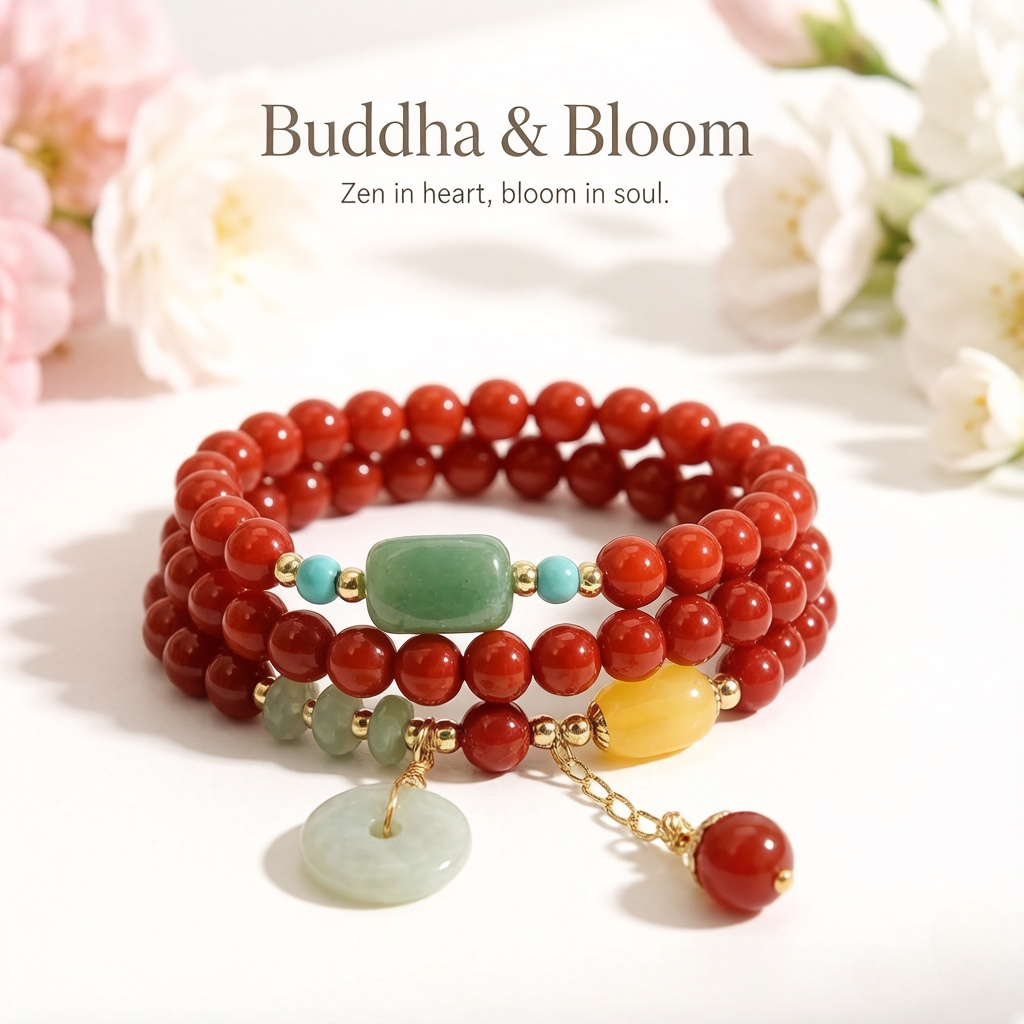 Natural Red Agate Jade Peace Buckle Pendant Multi-layer Bracelet
Retro multi-layer red agate jade peace buckle women wrist bracelet
Wealth protection auspicious natural stone accessory for daily outfit
Classic blessing gem bracelet gift and personal collection