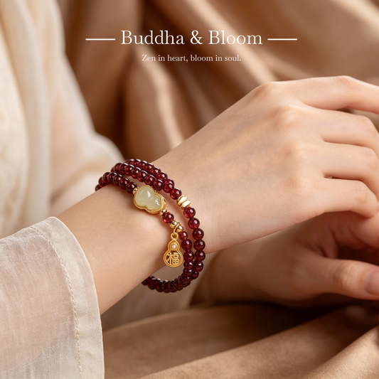 Natural Garnet Double Loop Gourd Blessing Plaque Bracelet
Red garnet gourd fortune plaque double loop women wrist bracelet
Vitality blessing natural gem accessory for daily outfit matching
Auspicious love luck garnet delicate gift jewelry for ladies