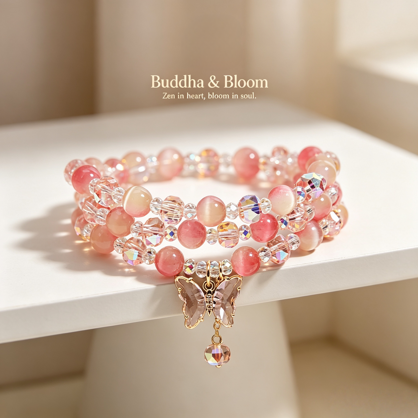 Peach Cat's Eye Stone Crystal Butterfly Pendant Multi-layer Bracelet
Elegant multi-layer peach cat eye butterfly women fashion wrist bracelet
Mood balancing charming natural crystal accessory for outfit matching
Sweet graceful gem bracelet gift for ladies daily collection