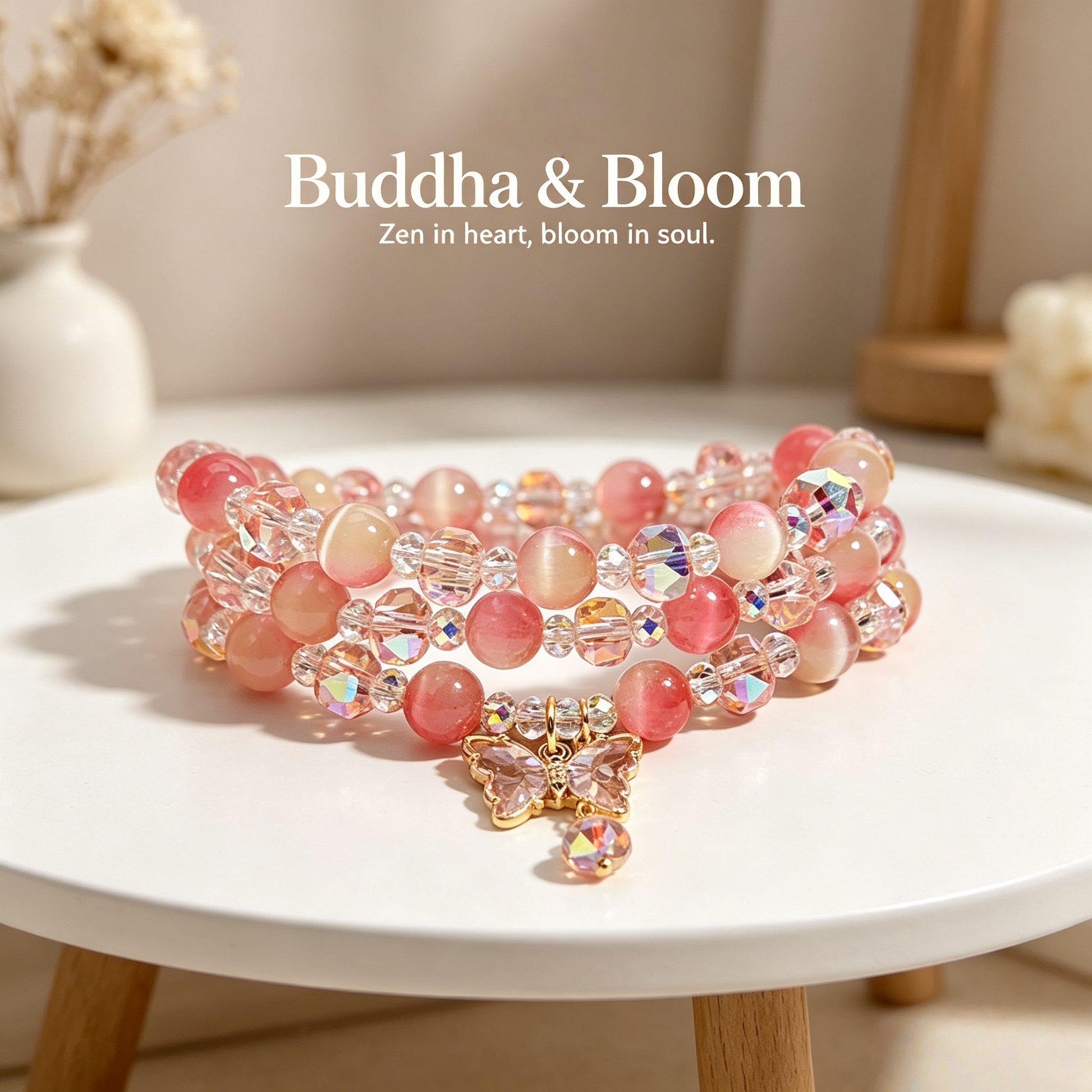 Peach Cat's Eye Stone Crystal Butterfly Pendant Multi-layer Bracelet
Elegant multi-layer peach cat eye butterfly women fashion wrist bracelet
Mood balancing charming natural crystal accessory for outfit matching
Sweet graceful gem bracelet gift for ladies daily collection