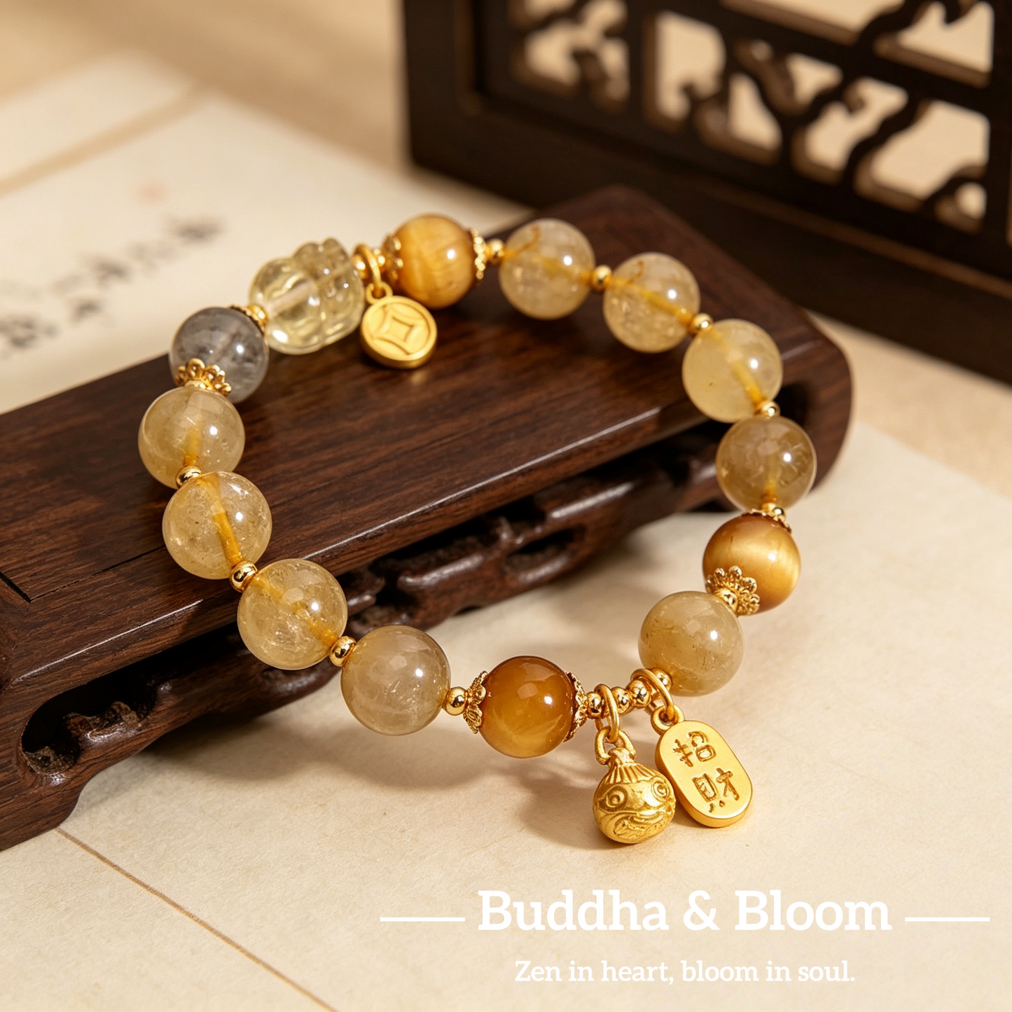 Natural Golden Rutilated Quartz Moonstone Pixiu Fortune Plaque Bracelet
Luxury golden crystal pixiu fortune plaque women wrist bracelet
Wealth protection natural rutilated quartz hand accessory for daily matching
Auspicious fortune gathering premium crystal blessing jewelry gift