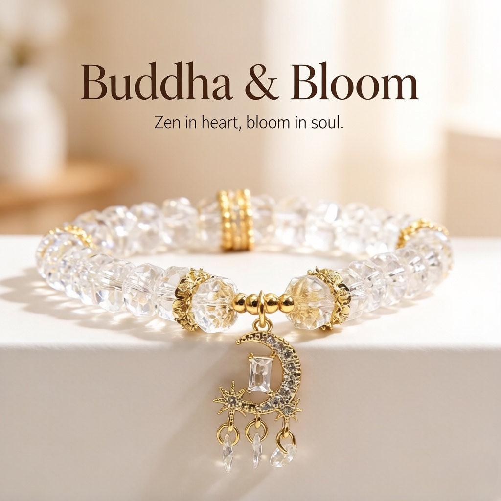 White Moonlight Clear Quartz Abacus Bead Star & Moon Pendant Bracelet
Elegant white quartz star moon pendant women casual wrist bracelet
Purifying wealth luck natural stone accessory for daily outfit
Serene blessing minimalist gem jewelry gift for ladies collection