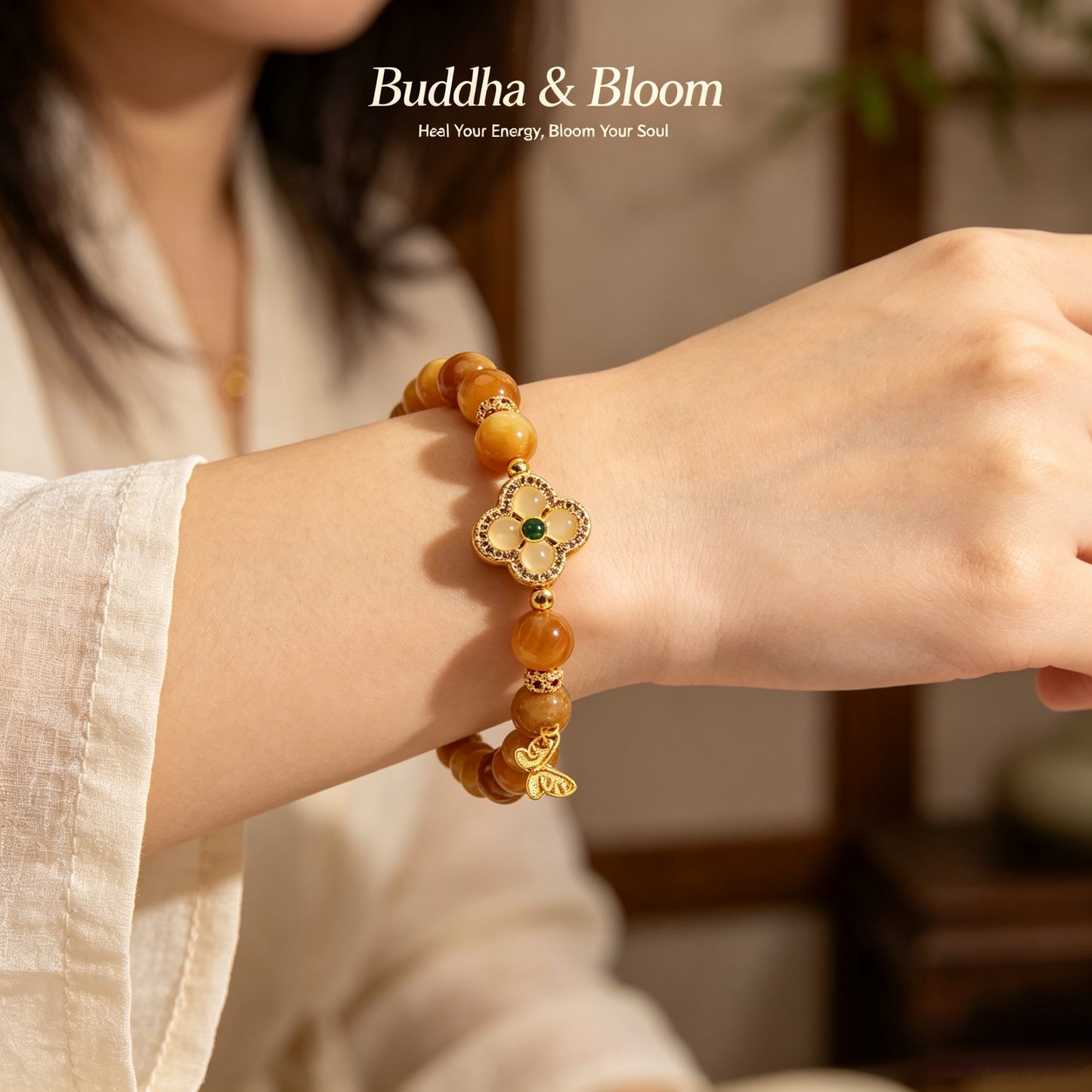 Retro four leaf clover golden tiger eye women wrist bracelet
Protective wealth luck gem accessory for new chinese outfit matching
Elegant natural tiger eye crystal blessing gift bracelet
