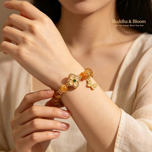 Retro four leaf clover golden tiger eye women wrist bracelet
Protective wealth luck gem accessory for new chinese outfit matching
Elegant natural tiger eye crystal blessing gift bracelet
