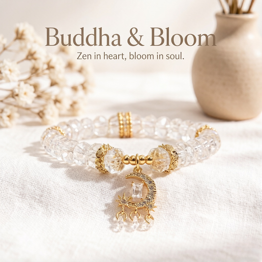 White Moonlight Clear Quartz Abacus Bead Star & Moon Pendant Bracelet
Elegant white quartz star moon pendant women casual wrist bracelet
Purifying wealth luck natural stone accessory for daily outfit
Serene blessing minimalist gem jewelry gift for ladies collection