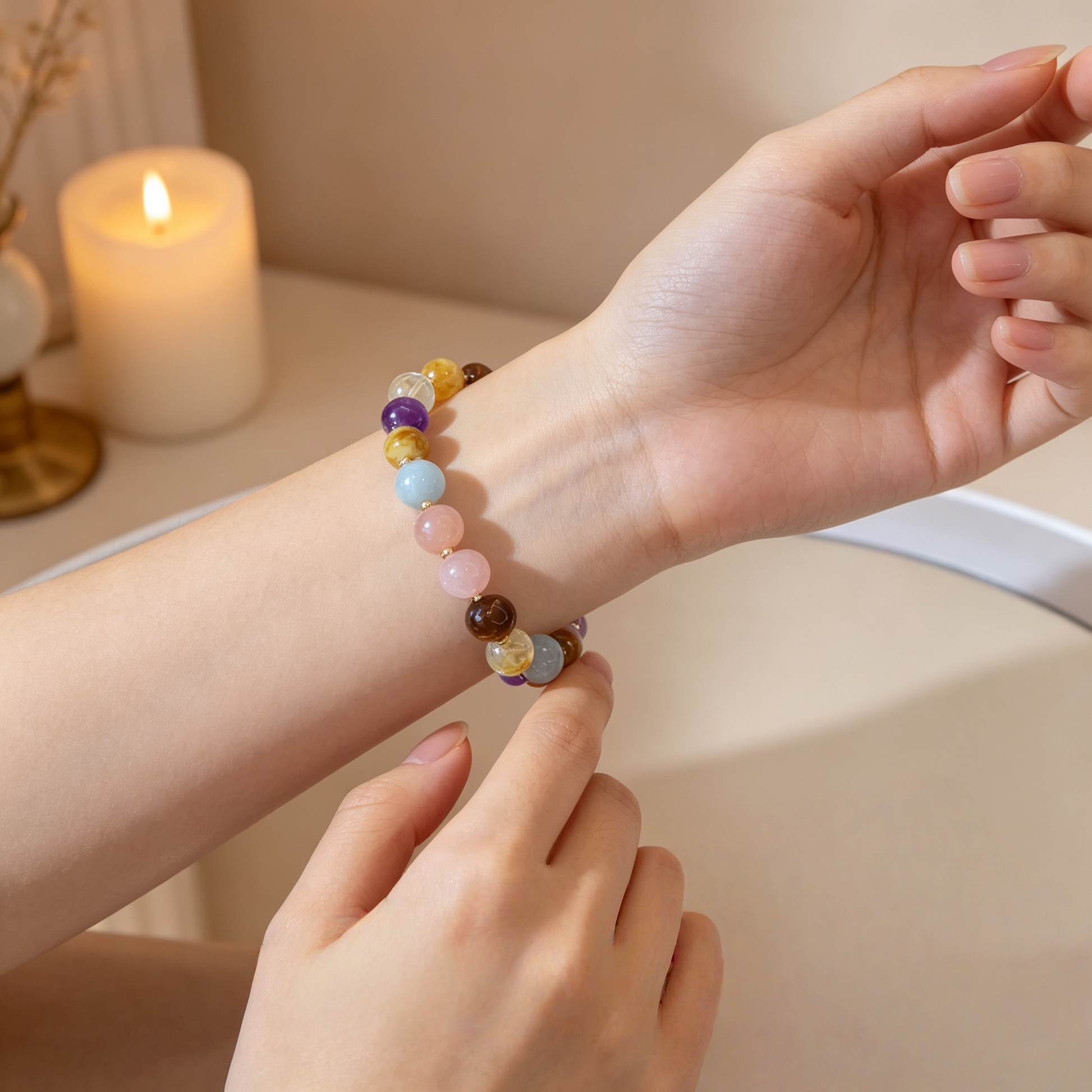 Natural Crystal Multi-treasure Spinner Bead Tiger Eye Amethyst Yellow Tower Quartz Bracelet
Mixed natural crystal spinner bead casual women daily wrist bracelet
Wealth wisdom balancing gem hand accessory for daily outfit matching
Lucky transfer multi-stone crystal blessing jewelry gift for ladies