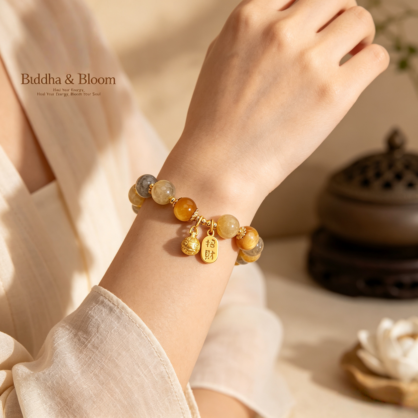 Natural Golden Rutilated Quartz Moonstone Pixiu Fortune Plaque Bracelet
Luxury golden crystal pixiu fortune plaque women wrist bracelet
Wealth protection natural rutilated quartz hand accessory for daily matching
Auspicious fortune gathering premium crystal blessing jewelry gift