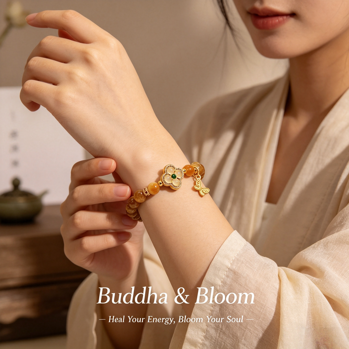 Retro four leaf clover golden tiger eye women wrist bracelet
Protective wealth luck gem accessory for new chinese outfit matching
Elegant natural tiger eye crystal blessing gift bracelet