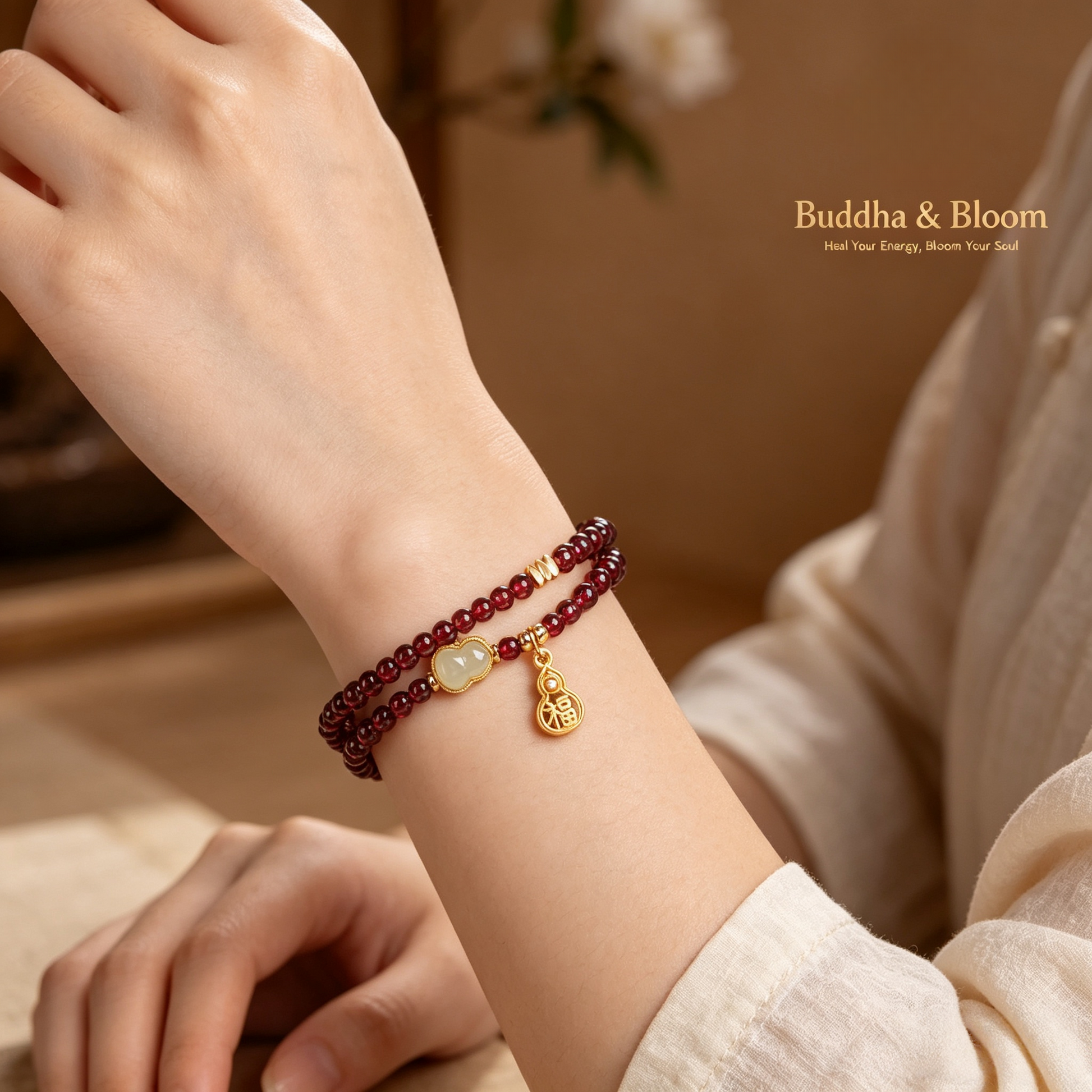 Natural Garnet Double Loop Gourd Blessing Plaque Bracelet
Red garnet gourd fortune plaque double loop women wrist bracelet
Vitality blessing natural gem accessory for daily outfit matching
Auspicious love luck garnet delicate gift jewelry for ladies