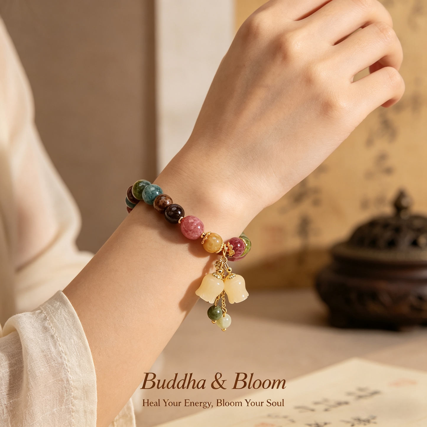 Natural Color Tourmaline Lily of the Valley Pendant Bracelet
Vibrant colorful tourmaline floral pendant elegant women wrist bracelet
Happiness charm natural gem hand accessory for daily outfit matching
Exquisite lily blessing tourmaline delicate jewelry gift for ladies