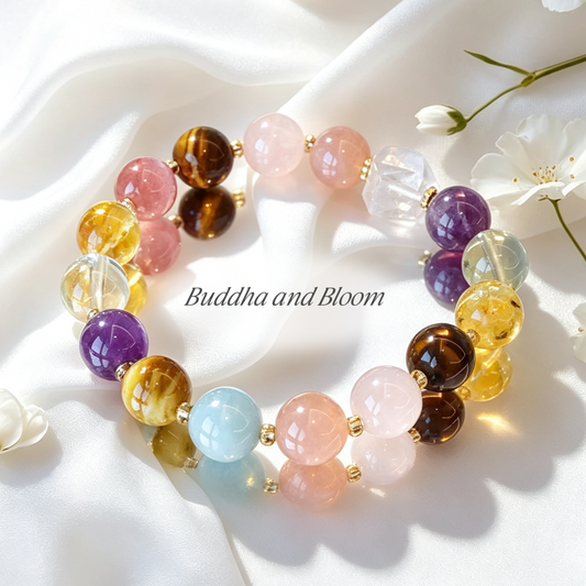 Natural Crystal Multi-treasure Spinner Bead Tiger Eye Amethyst Yellow Tower Quartz Bracelet
Mixed natural crystal spinner bead casual women daily wrist bracelet
Wealth wisdom balancing gem hand accessory for daily outfit matching
Lucky transfer multi-stone crystal blessing jewelry gift for ladies