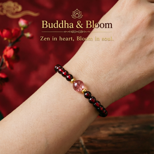 New Chinese Style Dainty Natural Garnet Strawberry Quartz Small Bead Gold Ball Bracelet for Love and Fortune
Detail Image Alt Texts
Dainty new Chinese garnet strawberry quartz gold ball women wrist bracelet
Love vitality wealth lucky small bead natural stone accessory for daily outfit
Elegant oriental beaded gem bracelet for gift giving and personal collection
