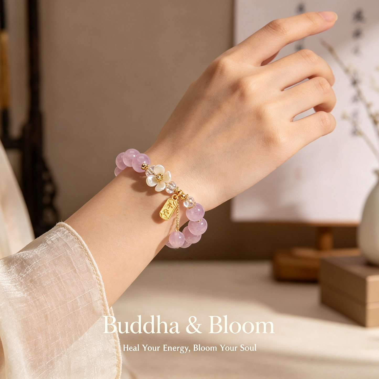 Natural Chalcedony Crystal Glass Flower Pendant Peace Joy Bracelet
Elegant flower pendant chalcedony crystal women daily wrist bracelet
Peace joy blessing natural stone hand accessory for outfit matching
Delicate floral style healing protective jewelry gift for ladies