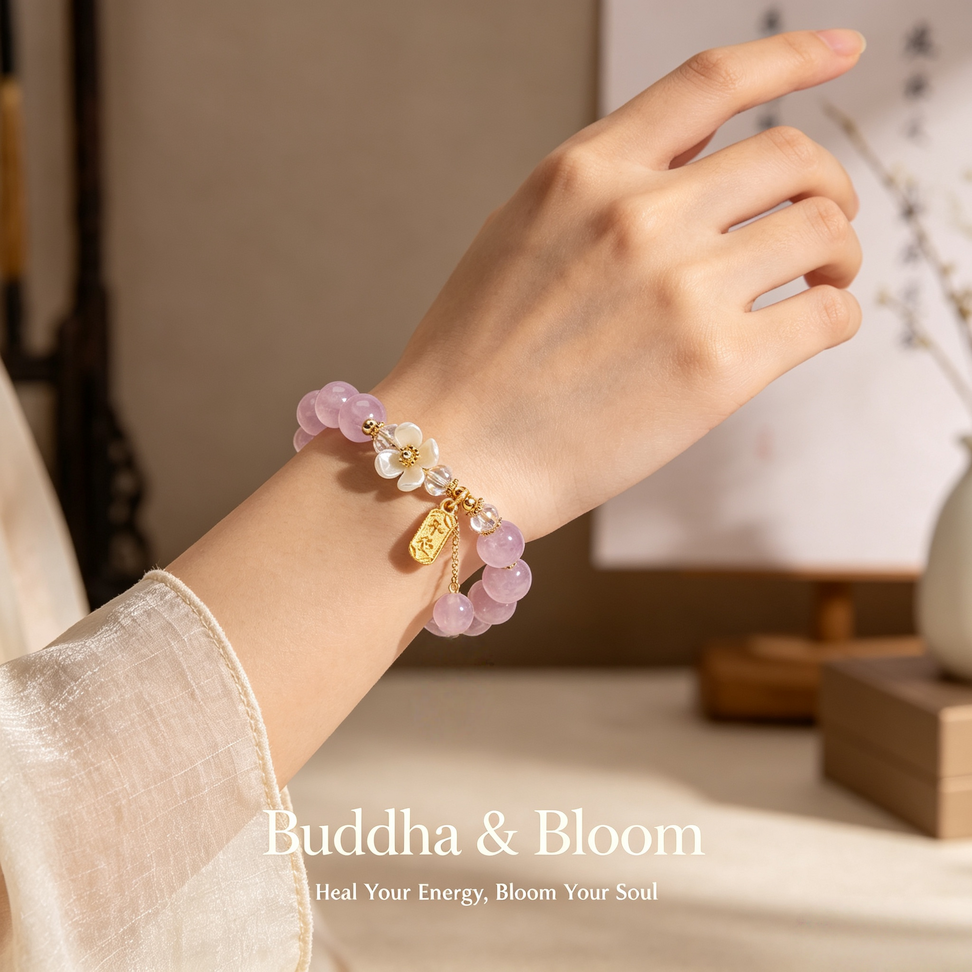 Natural Chalcedony Crystal Glass Flower Pendant Peace Joy Bracelet
Elegant flower pendant chalcedony crystal women daily wrist bracelet
Peace joy blessing natural stone hand accessory for outfit matching
Delicate floral style healing protective jewelry gift for ladies
