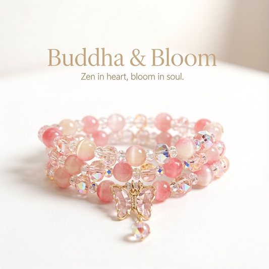 Peach Cat's Eye Stone Crystal Butterfly Pendant Multi-layer Bracelet
Elegant multi-layer peach cat eye butterfly women fashion wrist bracelet
Mood balancing charming natural crystal accessory for outfit matching
Sweet graceful gem bracelet gift for ladies daily collection