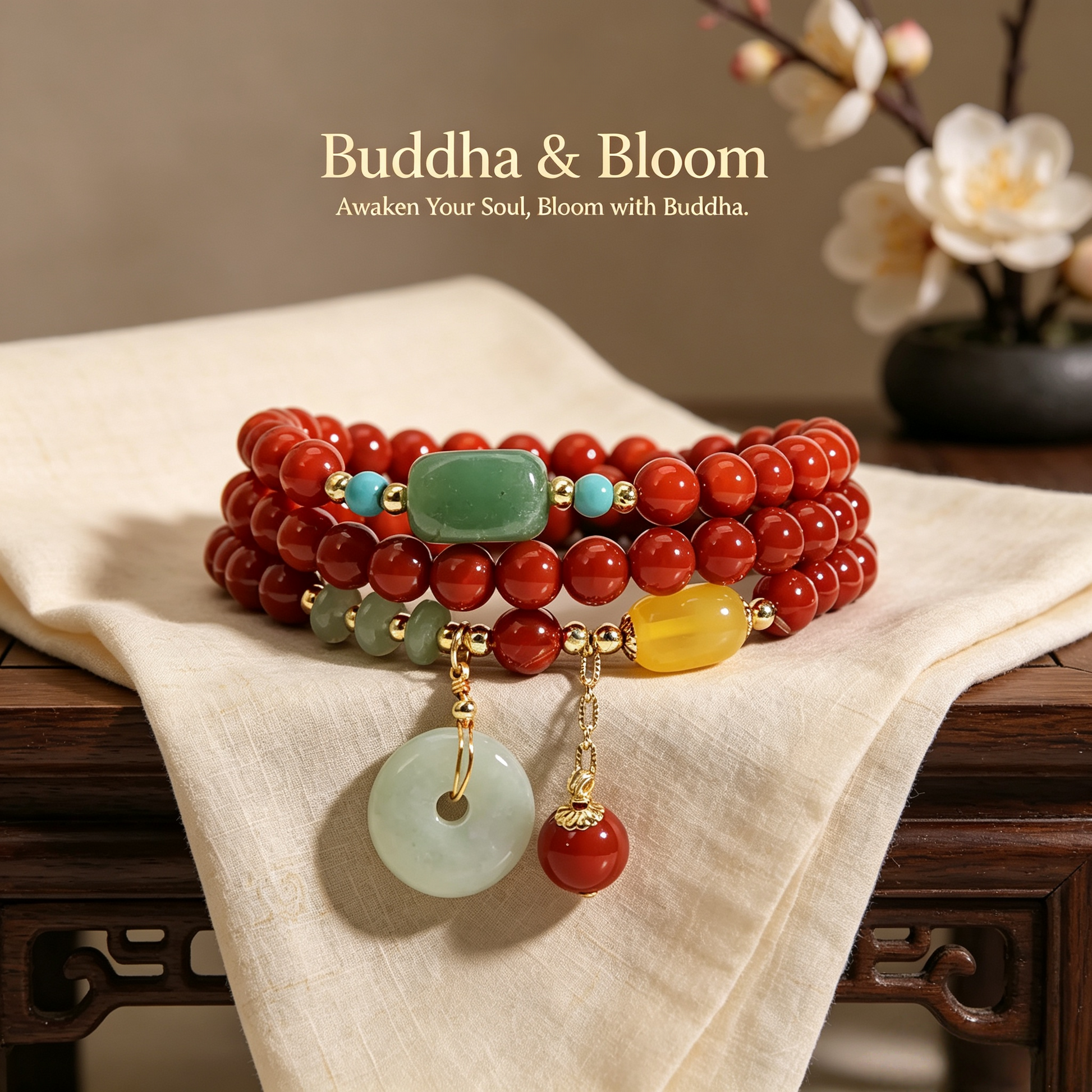 Natural Red Agate Jade Peace Buckle Pendant Multi-layer Bracelet
Retro multi-layer red agate jade peace buckle women wrist bracelet
Wealth protection auspicious natural stone accessory for daily outfit
Classic blessing gem bracelet gift and personal collection