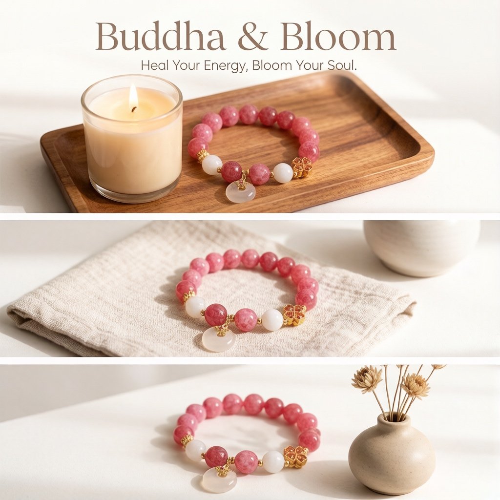 New Chinese Style Pink Tourmaline Peace Buckle Four-leaf Clover Pendant Bracelet
Retro four-leaf clover peace buckle pink tourmaline women wrist bracelet
Lucky protective chalcedony crystal hand accessory for daily outfit matching
Oriental auspicious blessing delicate gem jewelry gift for ladies