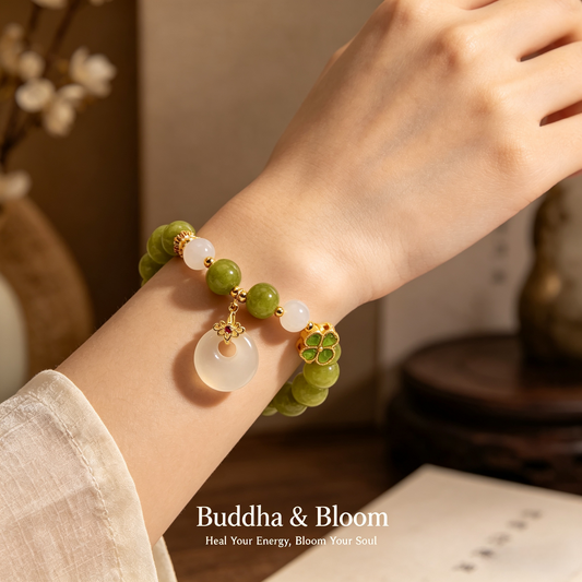 New Chinese Style Tourmaline Peace Buckle Four-leaf Clover Pendant Bracelet
Retro four-leaf clover peace buckle tourmaline women wrist bracelet
Lucky protective chalcedony crystal hand accessory for daily outfit matching
Oriental auspicious blessing delicate gem jewelry gift for ladies