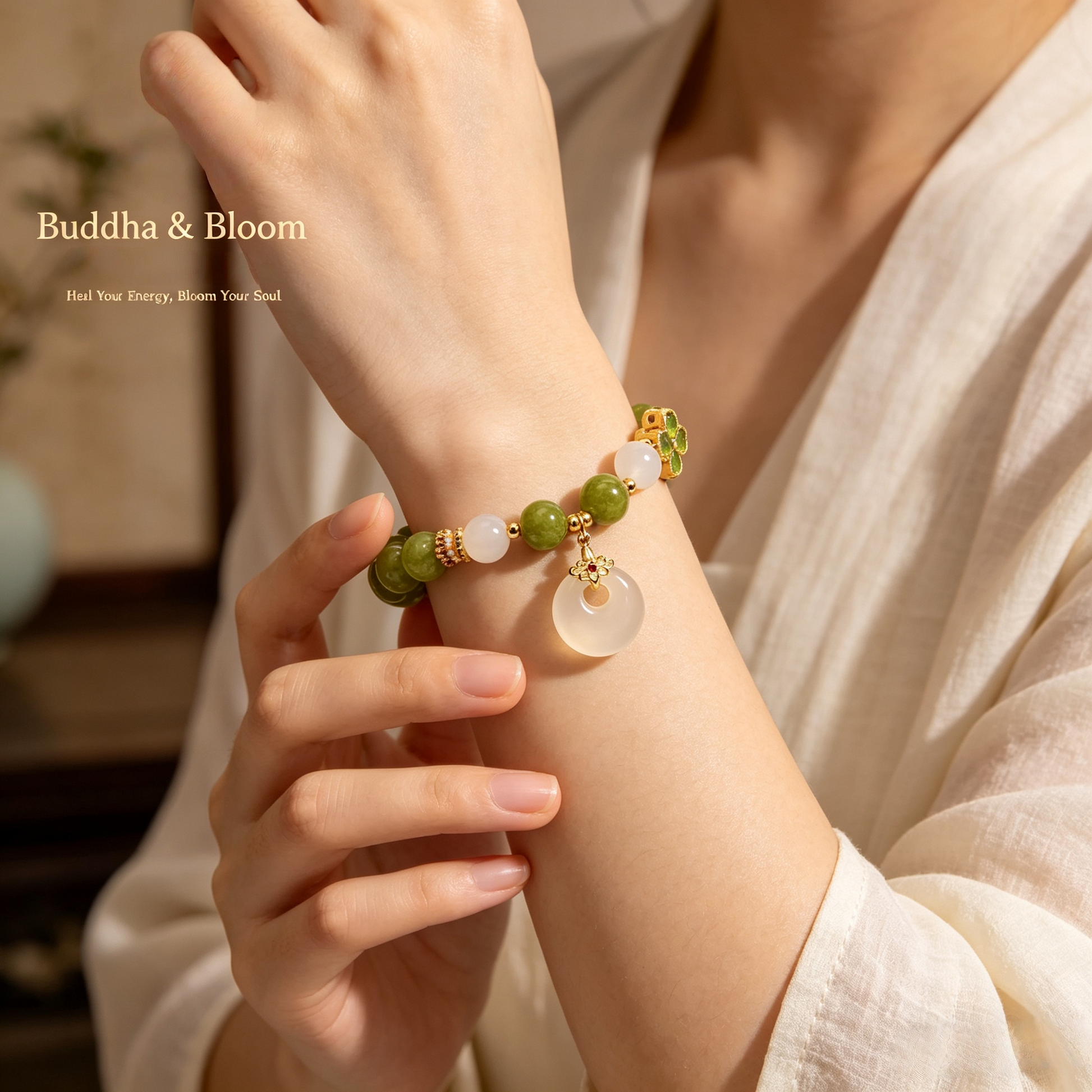 New Chinese Style Tourmaline Peace Buckle Four-leaf Clover Pendant Bracelet
Retro four-leaf clover peace buckle tourmaline women wrist bracelet
Lucky protective chalcedony crystal hand accessory for daily outfit matching
Oriental auspicious blessing delicate gem jewelry gift for ladies